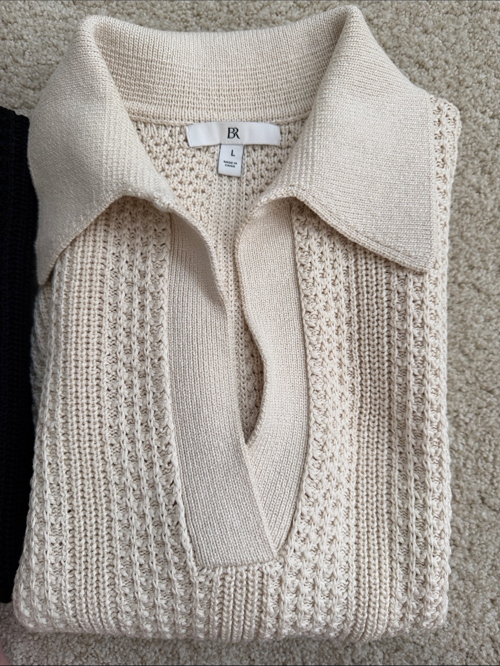 Set of 2! Banana Republic Cream and one Black V-Neck Polo Knit Sweater